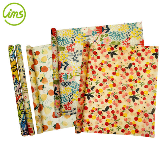 Customized Pattern Reusable Beeswax Food Wrap Medium Roll for Kitchen Use Cotton Material
