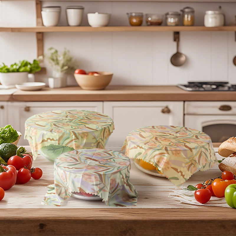 Natural Organic Cotton Beeswax Biodegradable Recyclable Eco-Reusable Food Grade Digital Printed Double-Sided Food Wraps Sandwich