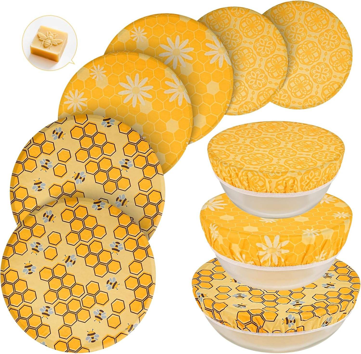 Factory Price Natural Cotton Bee Wax Bag Food Beeswax Bowl Cover Middle Size Sustainable Customized Party